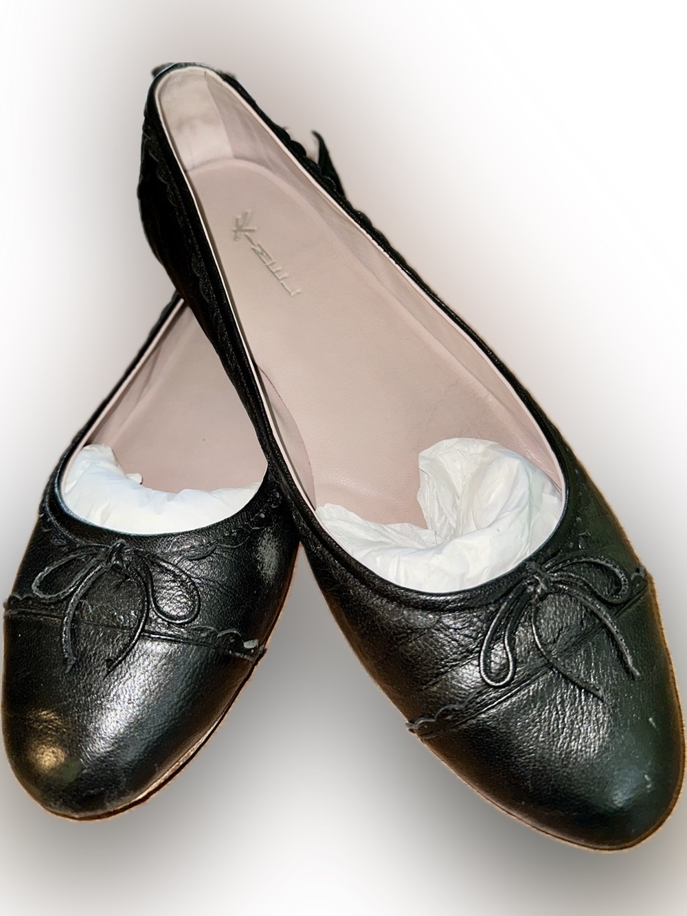 Women's Kimel Black Leather Bow Ballet Flats